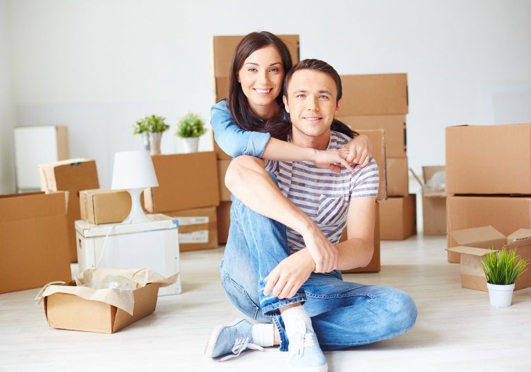 couple in their new home